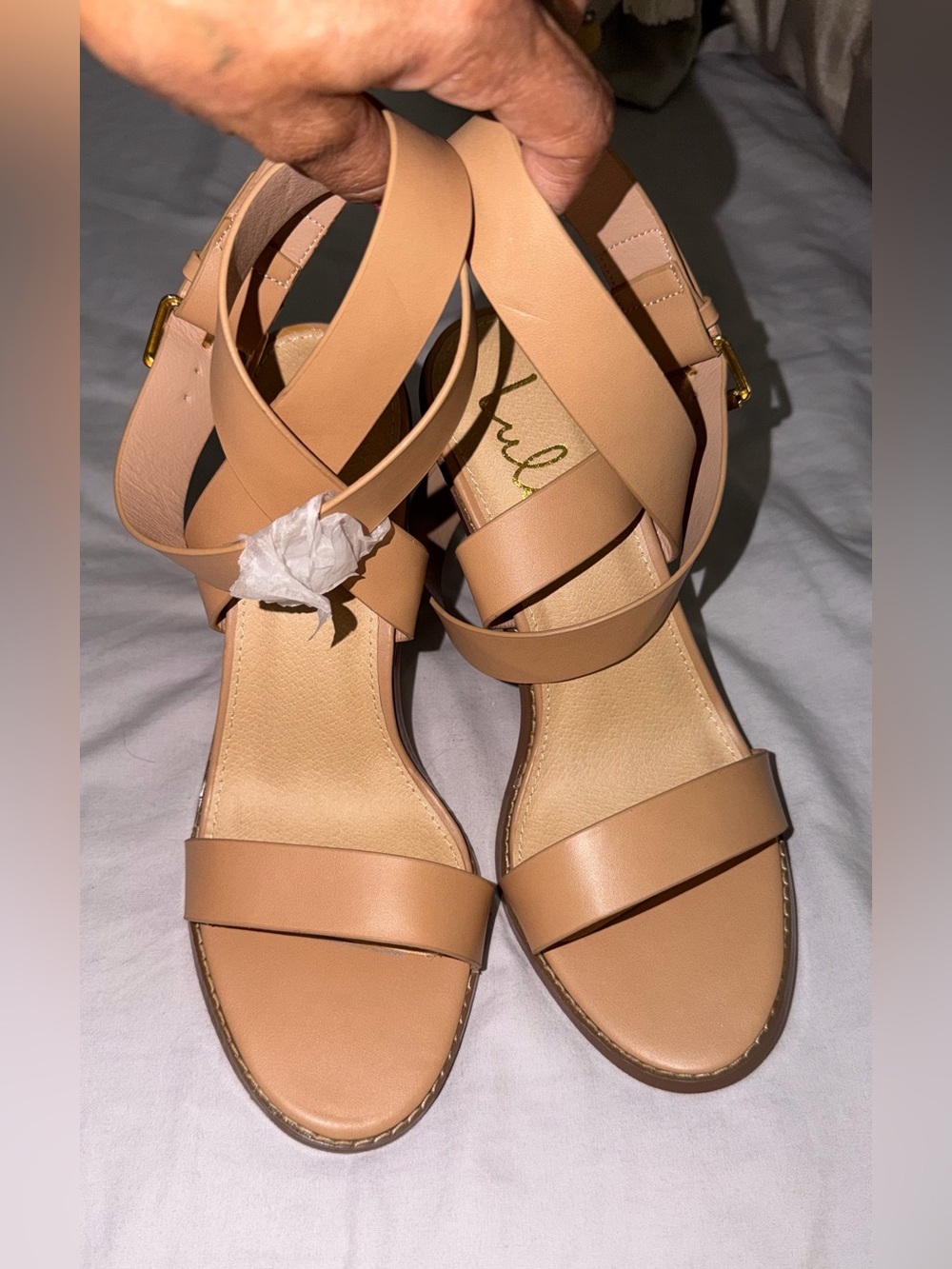 Lulu's Nude Tan Strappy Block Heel Sandals